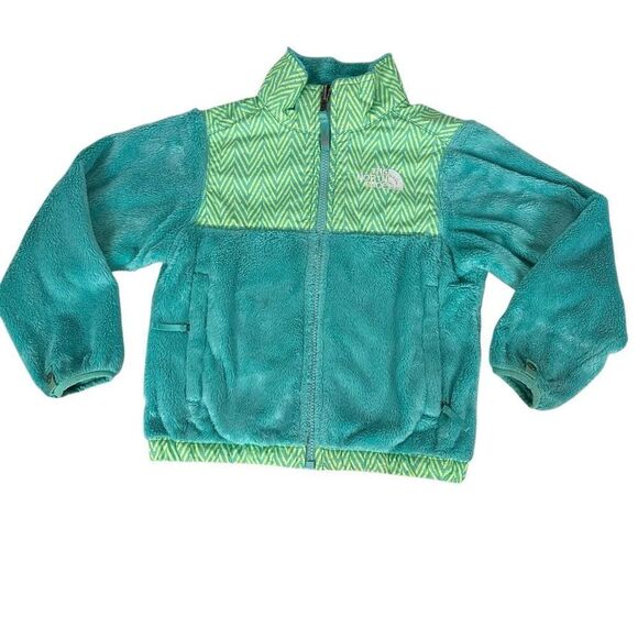 The North Face Girls XXS /  5 Green & Yellow Fleece Full Zip Jacket Cozy - Picture 1 of 8